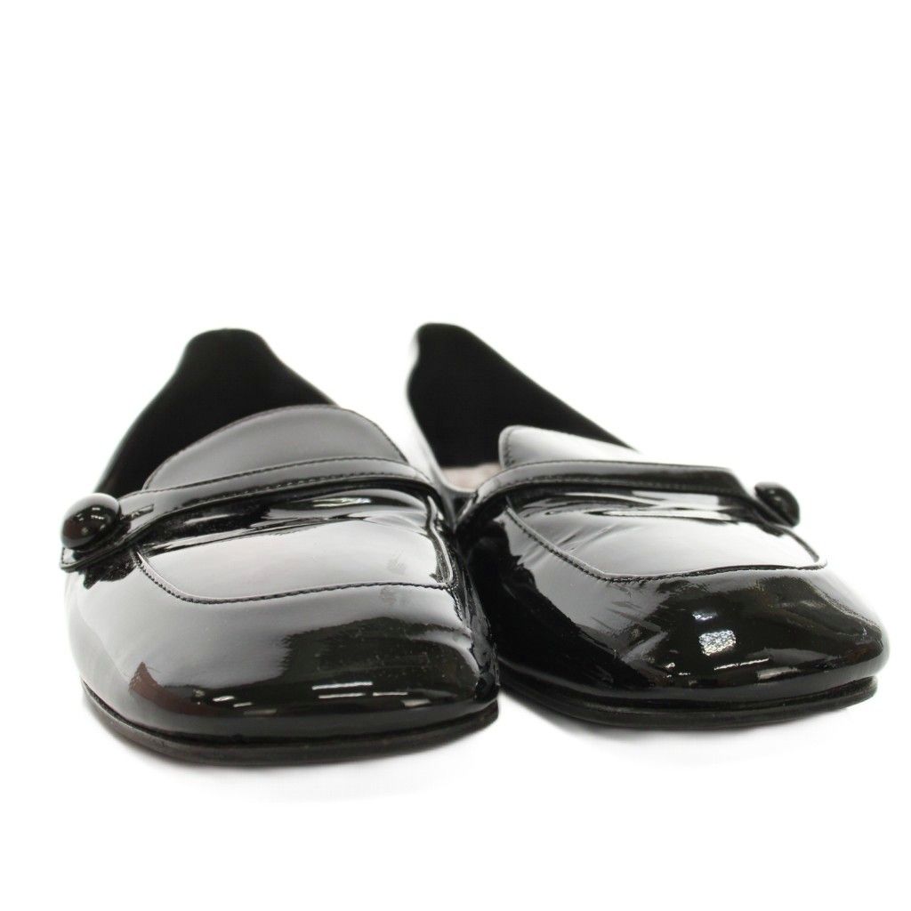 Miu Miu Miu Loafers Flat Shoes Enamel 38 Black YM — view 3