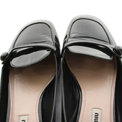 Miu Miu Miu Loafers Flat Shoes Enamel 38 Black YM — view 8