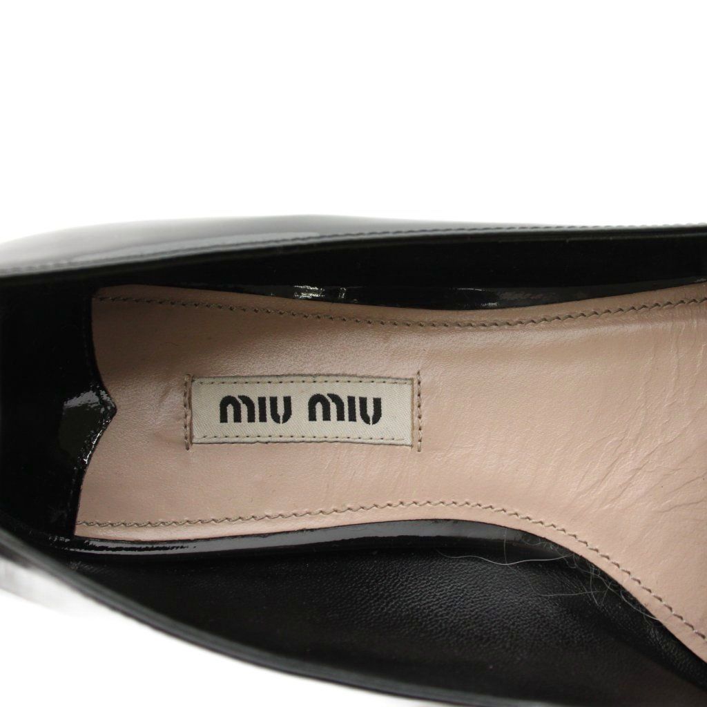 Miu Miu Miu Loafers Flat Shoes Enamel 38 Black YM — view 7