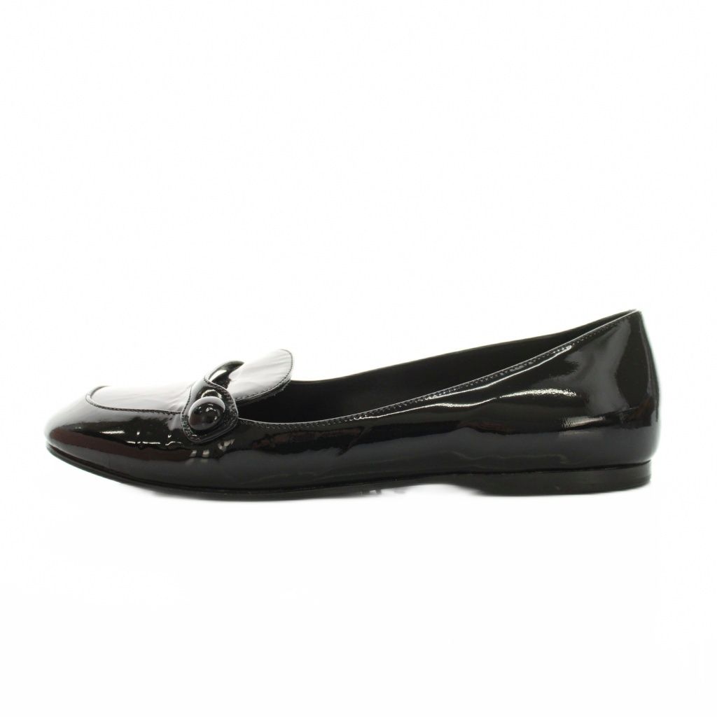 Miu Miu Miu Loafers Flat Shoes Enamel 38 Black YM — view 2