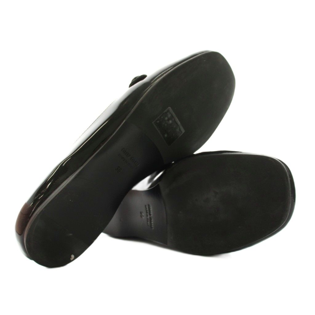 Miu Miu Miu Loafers Flat Shoes Enamel 38 Black YM — view 5