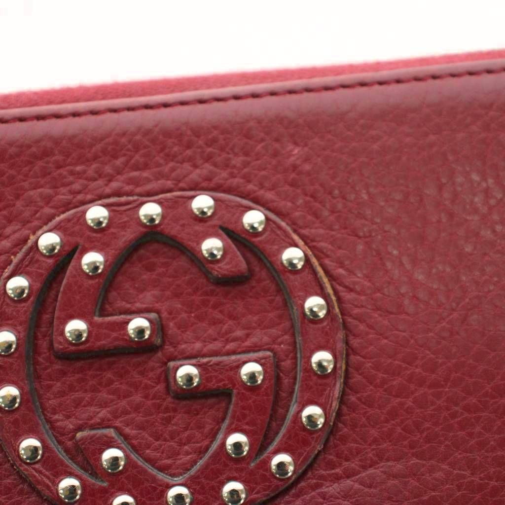 Gucci Soho Wallet Zip Around Logo Studs Leather Bordeaux YM — view 7