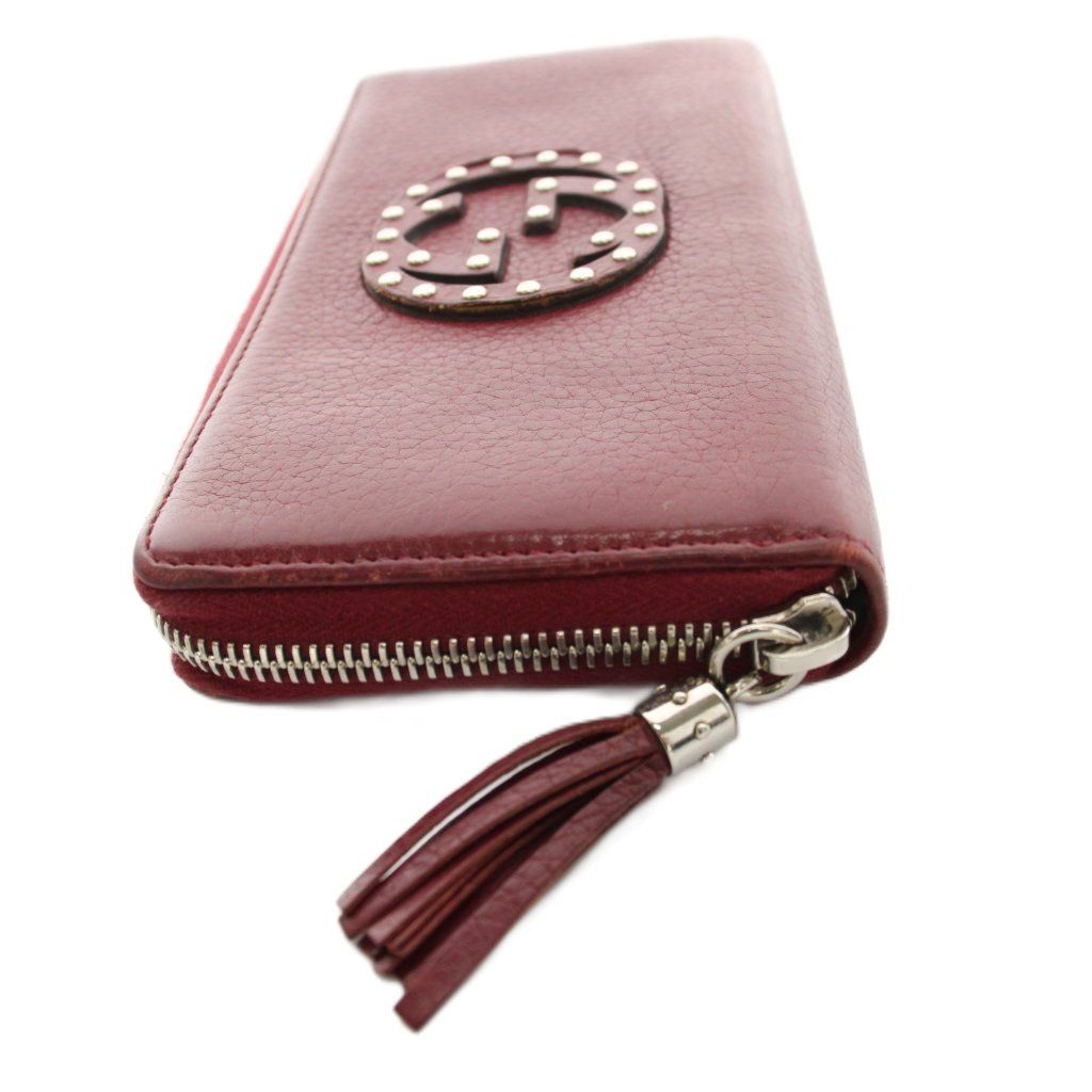 Gucci Soho Wallet Zip Around Logo Studs Leather Bordeaux YM — view 3