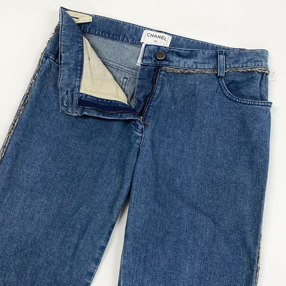 Chanel E1 Tweed Chain Trim Skinny Denim 36 Indigo See Image Jeans — view 4