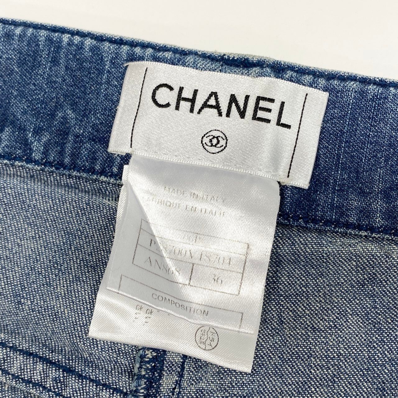 Chanel E1 Tweed Chain Trim Skinny Denim 36 Indigo See Image Jeans — view 9