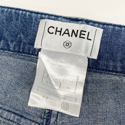 Chanel E1 Tweed Chain Trim Skinny Denim 36 Indigo See Image Jeans — view 9
