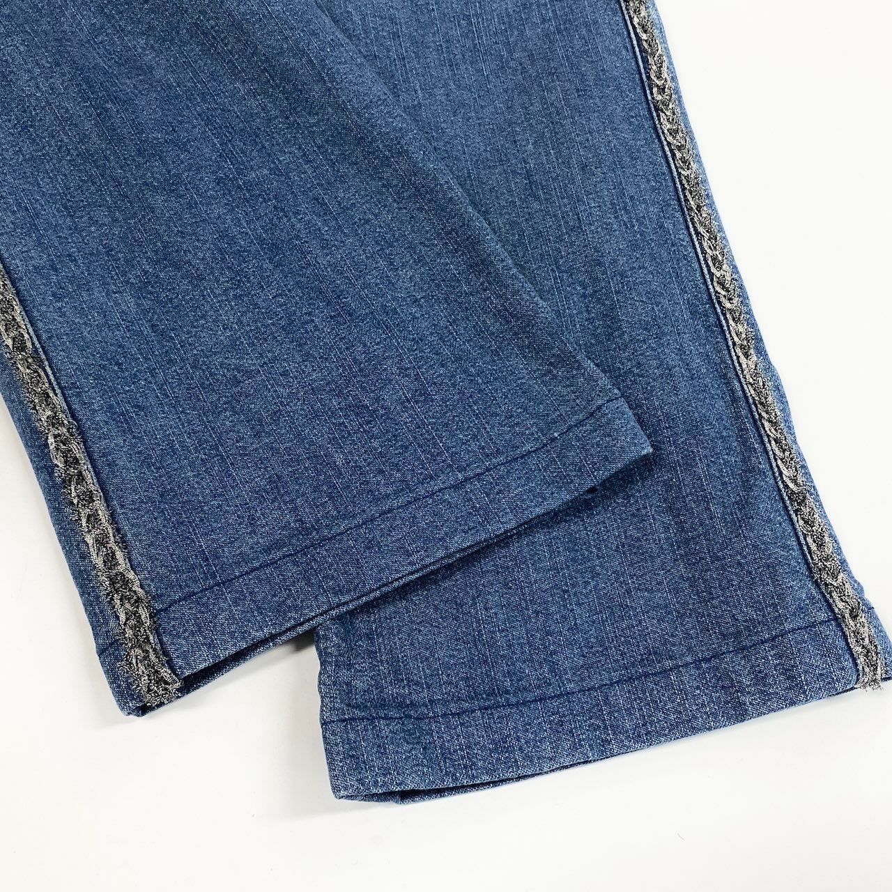Chanel E1 Tweed Chain Trim Skinny Denim 36 Indigo See Image Jeans — view 6