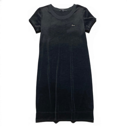 Gucci E1 Short Sleeve Velour a Dos Dress S Black — view 2