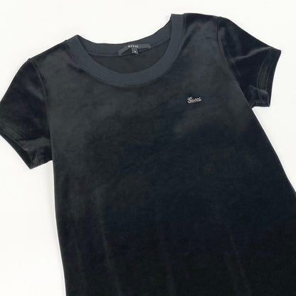 Gucci E1 Short Sleeve Velour a Dos Dress S Black — view 4