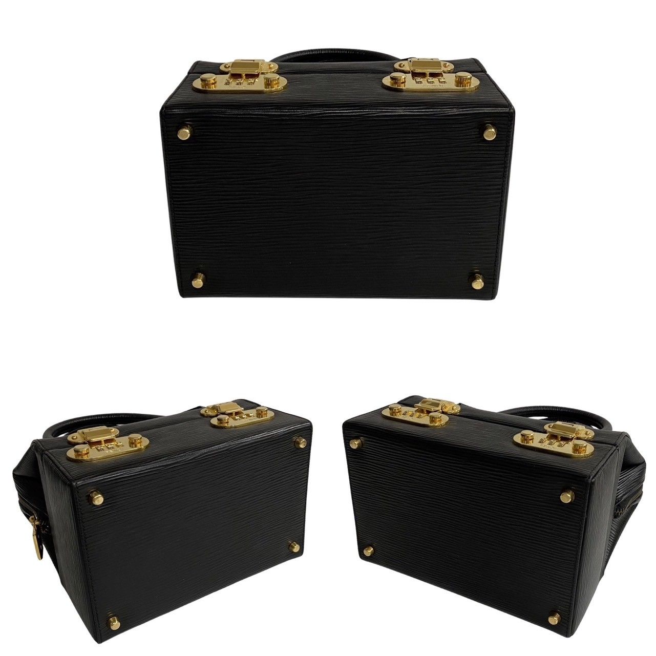 Fendi Logo Epi Leather 2-Way Vanity Makeup Box Shoulder Bag Black — view 8