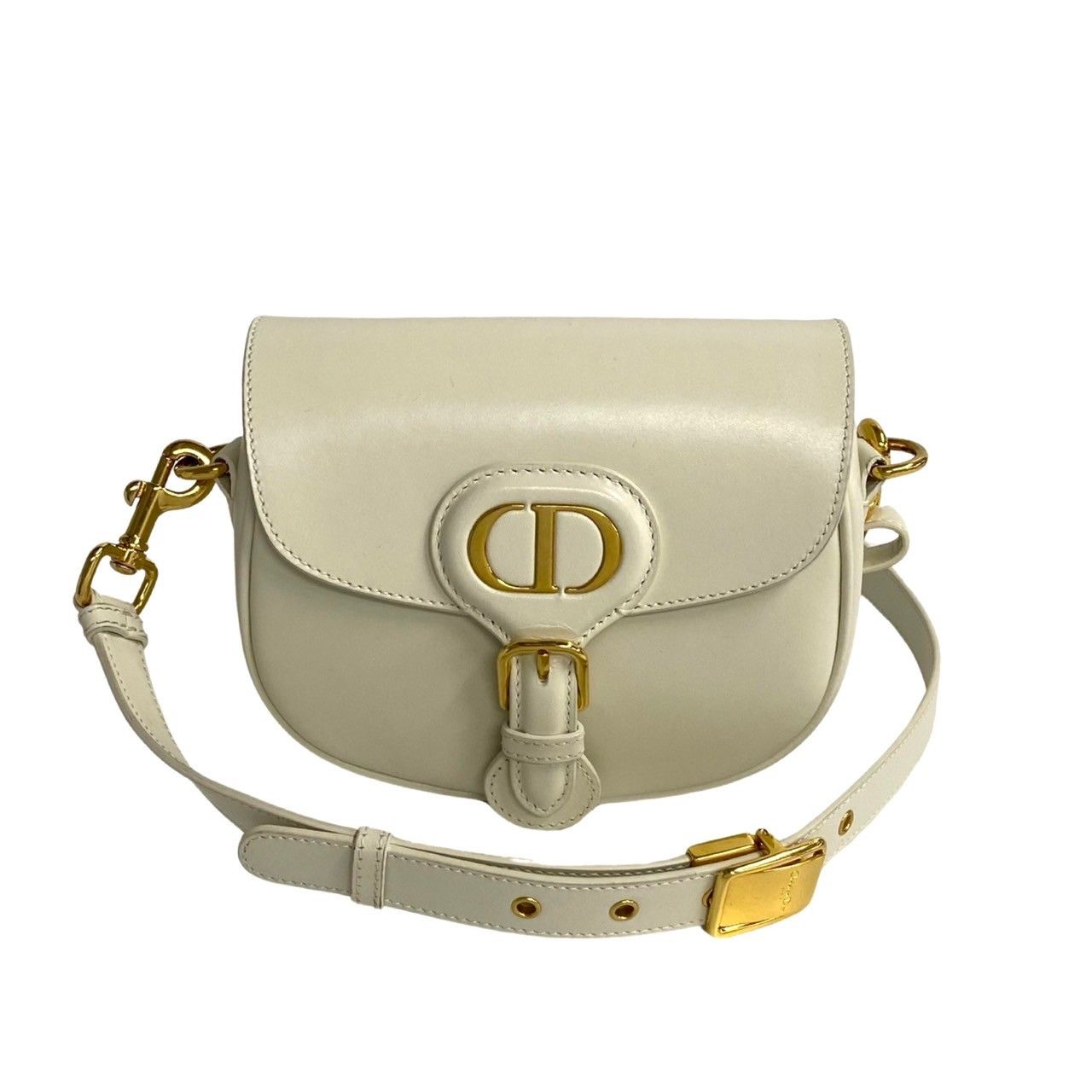 Dior Bobbi Small CD Logo Box Calf Leather Shoulder Bag White — view 2