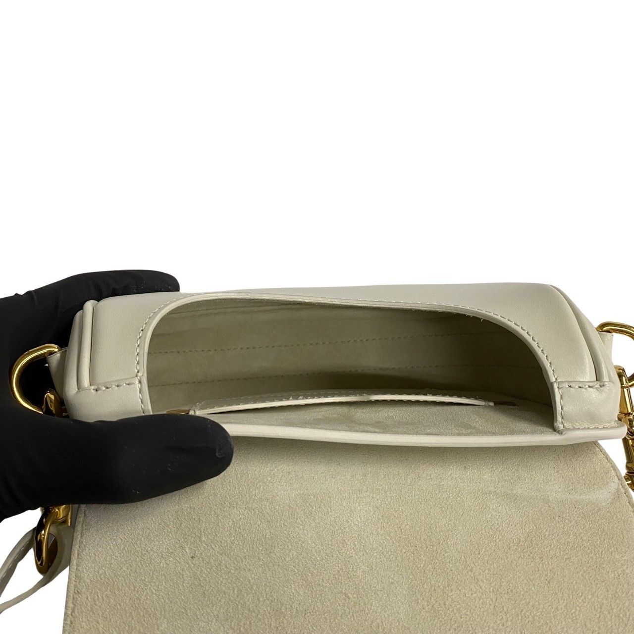 Dior Bobbi Small CD Logo Box Calf Leather Shoulder Bag White — view 8