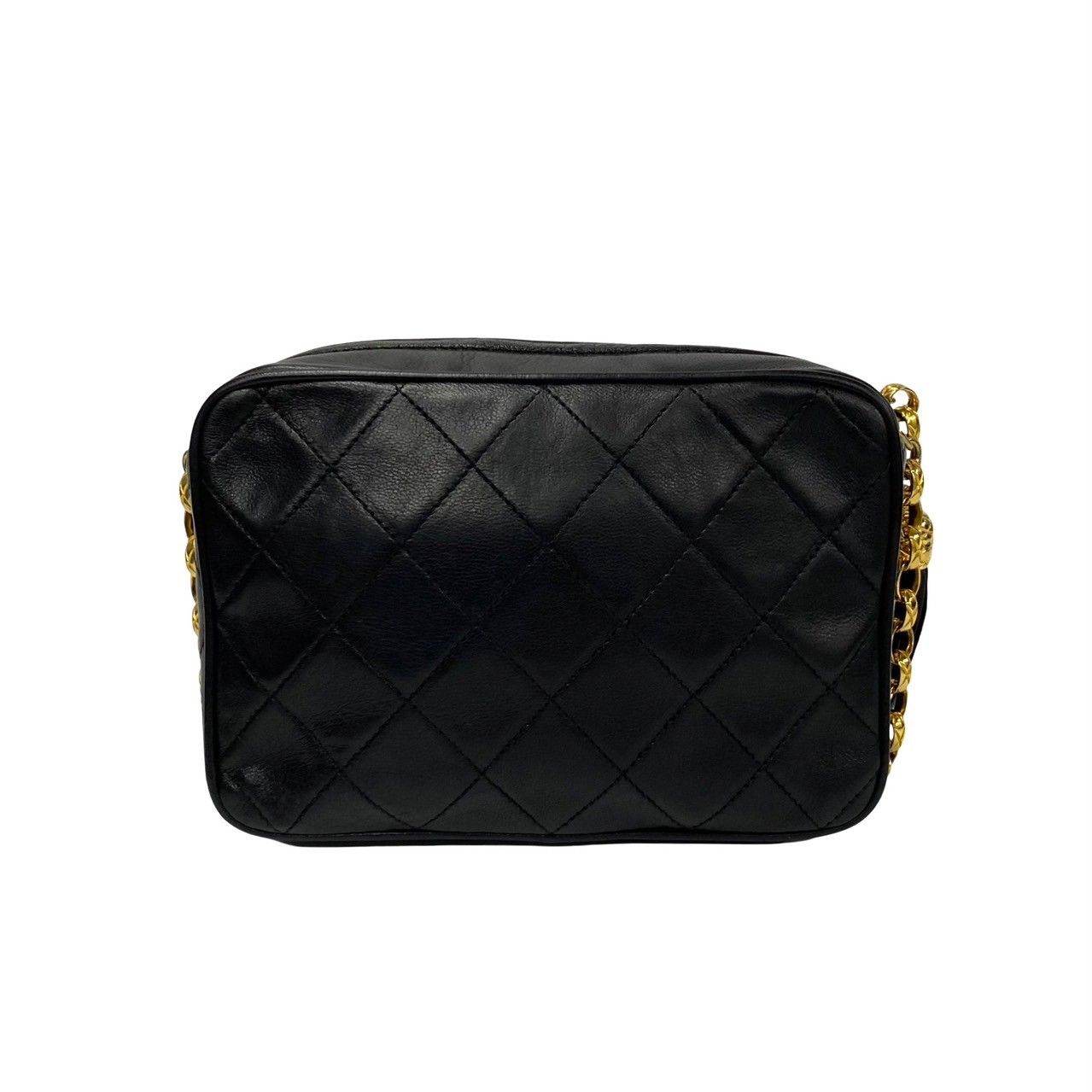 Chanel Box Quilted Lambskin Leather Fringe Chain Shoulder Bag Black — view 5