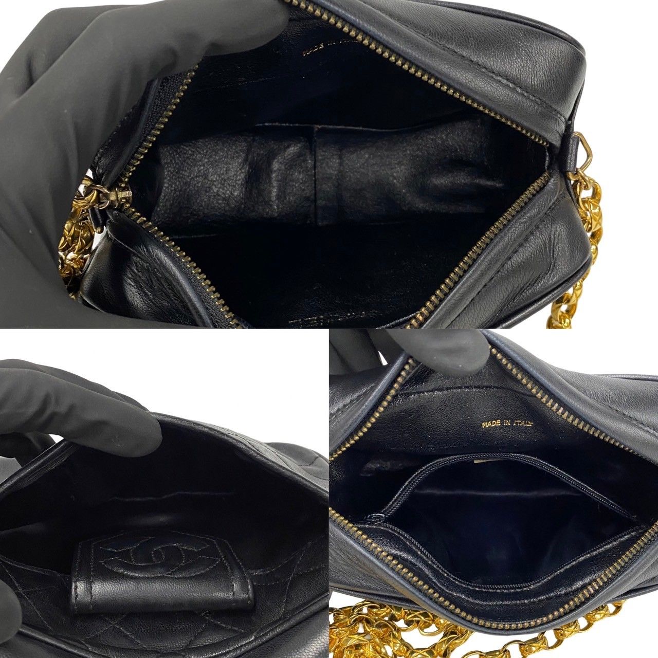 Chanel Box Quilted Lambskin Leather Fringe Chain Shoulder Bag Black — view 8
