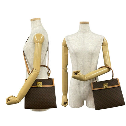 Celine Macadam Blason Pattern Logo Ring Leather 2-Way Shoulder Bag Brown — view 2