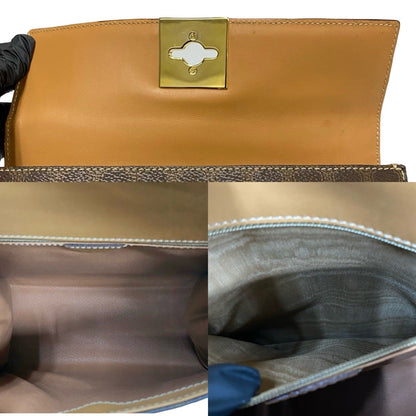Celine Macadam Blason Pattern Logo Ring Leather 2-Way Shoulder Bag Brown — view 8