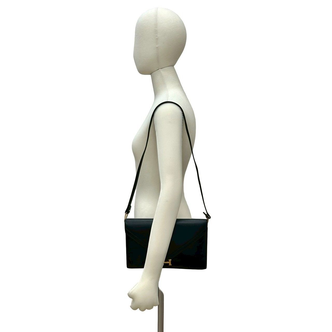 Hermes Vintage Lydie Box Calf Leather Shoulder Bag Pochette Black — view 2