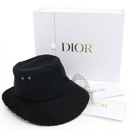 Dior Teddy-d Wide Brim Bob Hat with Bale Cotton Blend Hat 56 Black — view 2