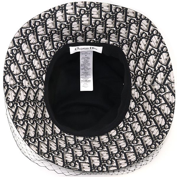 Dior Teddy-d Wide Brim Bob Hat with Bale Cotton Blend Hat 56 Black — view 3