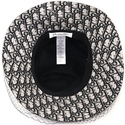 Dior Teddy-d Wide Brim Bob Hat with Bale Cotton Blend Hat 56 Black — view 3