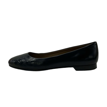Hermes Flat Shoes 36 Black Embossed Exlibris Leather