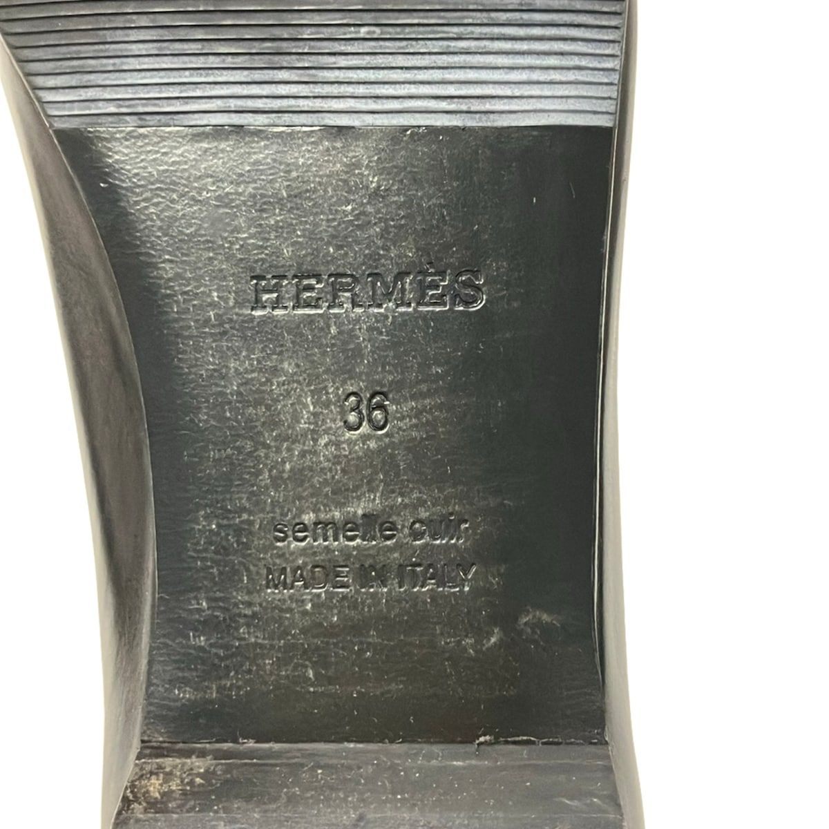 Hermes Flat Shoes 36 Black Embossed Exlibris Leather — view 6