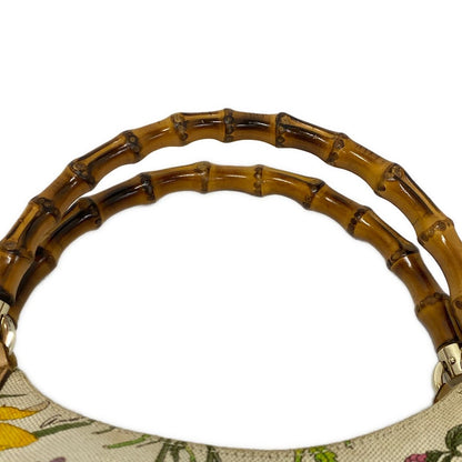 Gucci Tote Flora Bamboo Ivory Dark Green Multi Leather — view 9