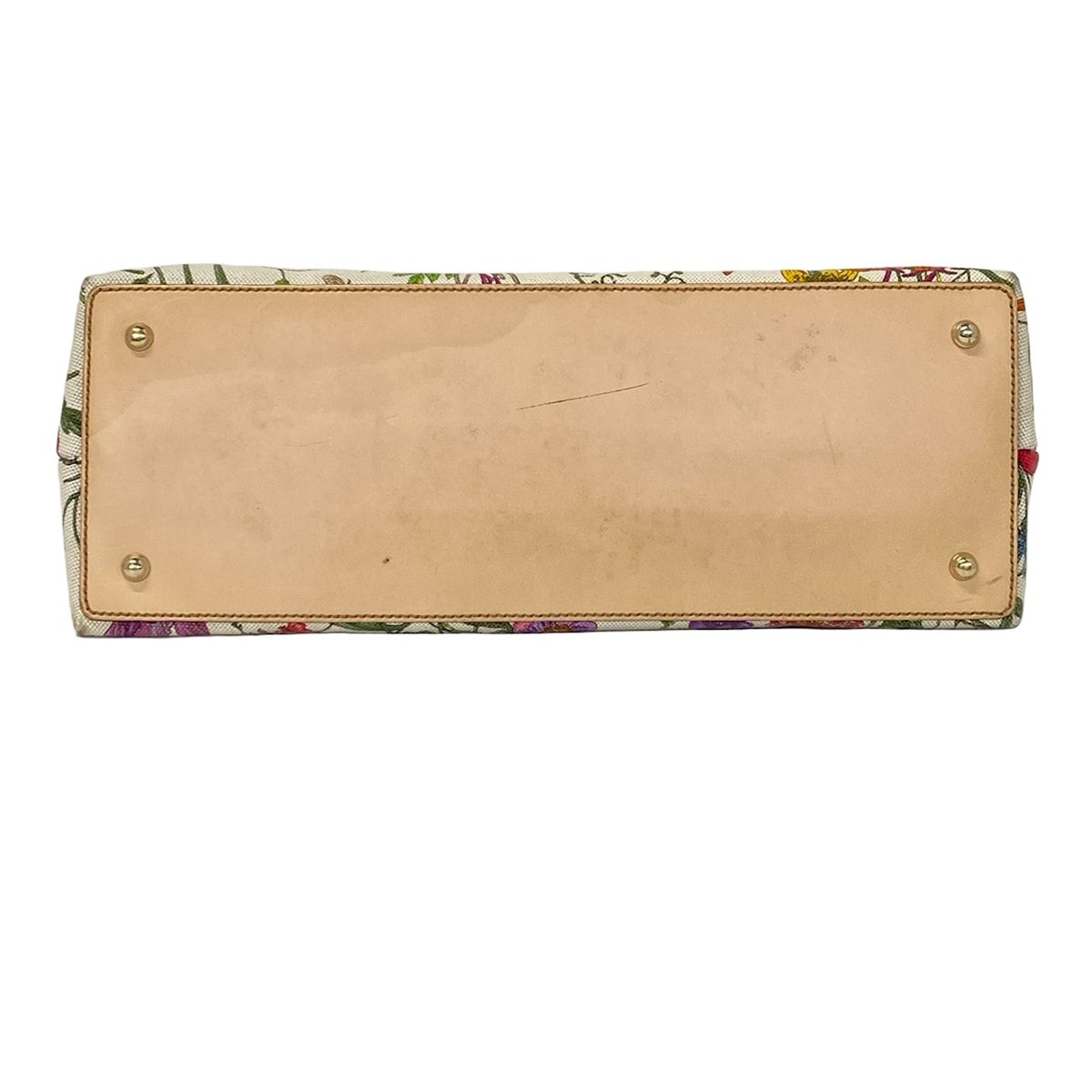 Gucci Tote Flora Bamboo Ivory Dark Green Multi Leather — view 6