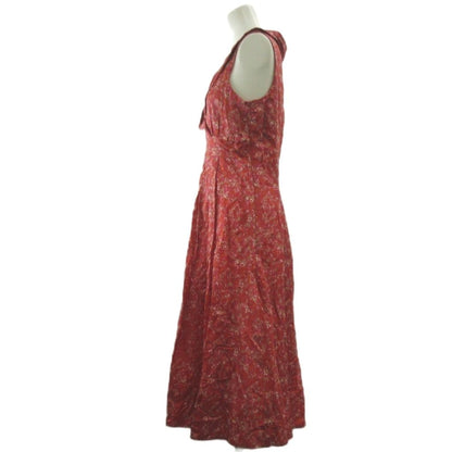 Max Mara Weekend Line Dress Silk 38 Red Small Floral Pattern Neck Sleeveless KT — view 3