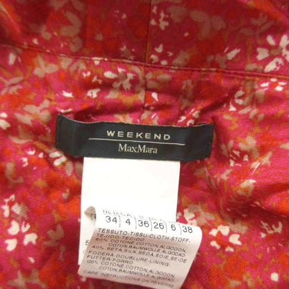 Max Mara Weekend Line Dress Silk 38 Red Small Floral Pattern Neck Sleeveless KT — view 4