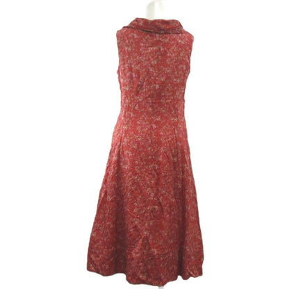 Max Mara Weekend Line Dress Silk 38 Red Small Floral Pattern Neck Sleeveless KT — view 2