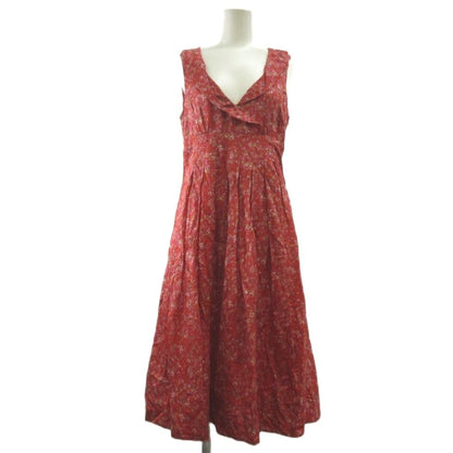 Max Mara Weekend Line Dress Silk 38 Red Small Floral Pattern Neck Sleeveless KT