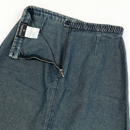 Chanel E1 Denim Skirt 38 Indigo Cotton 100% — view 5