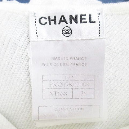 Chanel French Sleeve Knit Top CC Mark CC Logo 38 White Ribbon Motif Rib Sweater — view 3