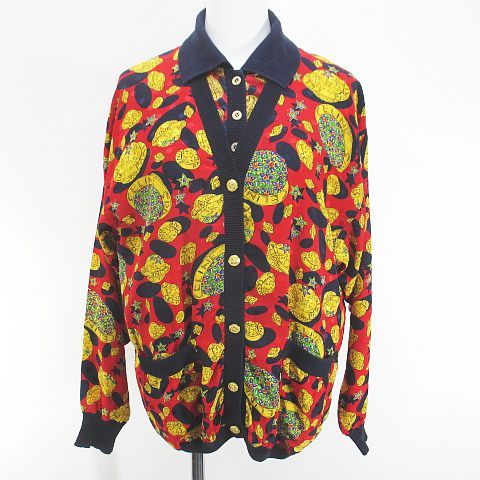 Celine Vintage Ensemble Long Sleeve Shirt Cardigan Half Polo Top Silk 38 40 Red
