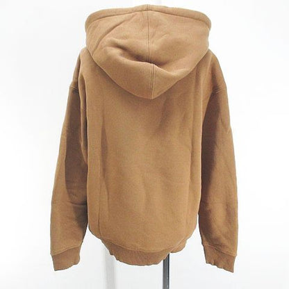 Max Mara S 'S Logo Embroidery Pullover Hoodie M Brown Kangal Pocket Brushed — view 2
