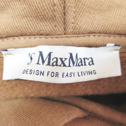 Max Mara S 'S Logo Embroidery Pullover Hoodie M Brown Kangal Pocket Brushed — view 3