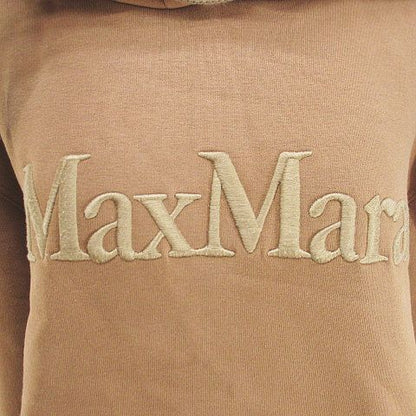 Max Mara S 'S Logo Embroidery Pullover Hoodie M Brown Kangal Pocket Brushed — view 4