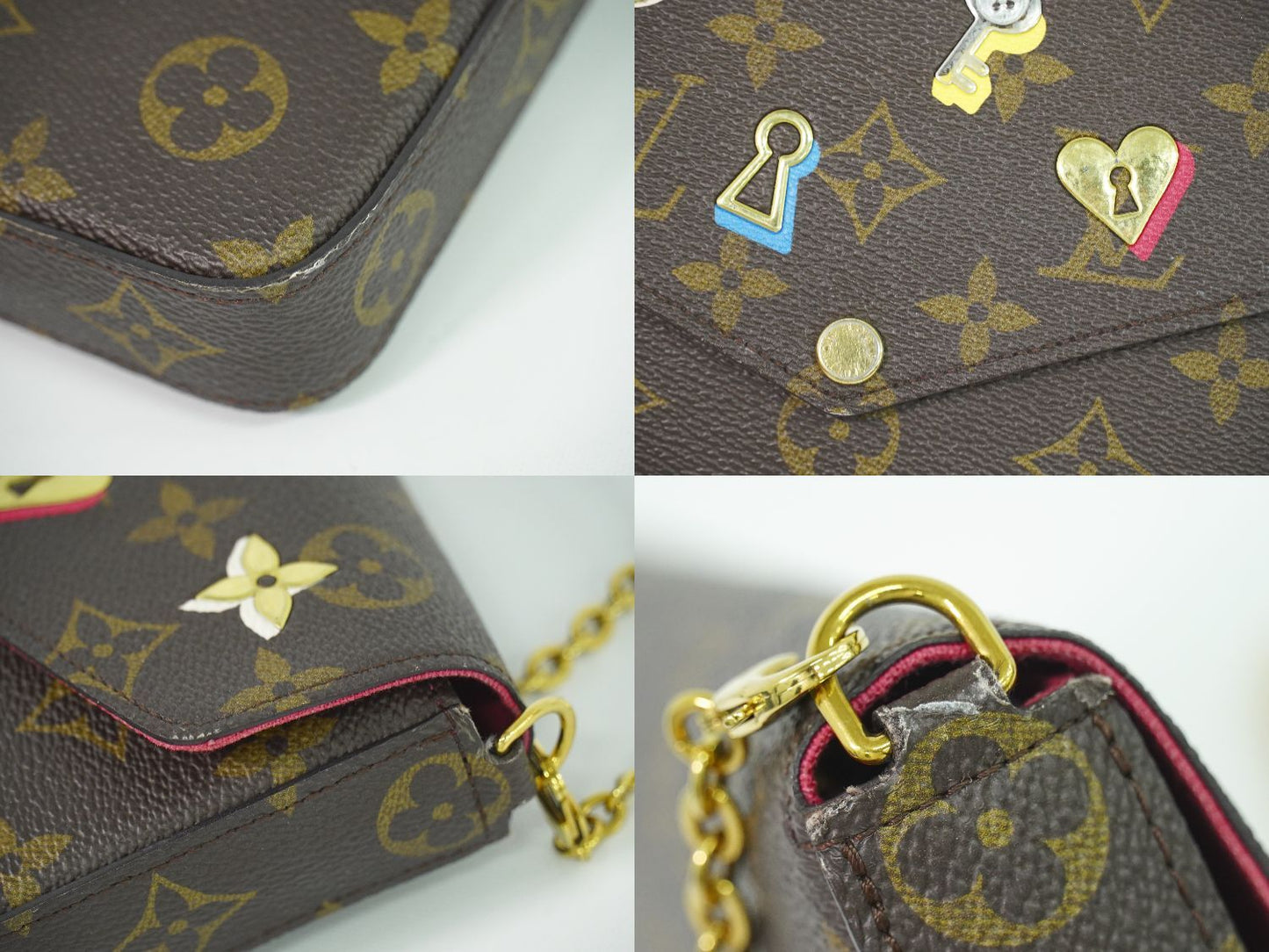 Louis Vuitton LV Love Lock Pochette Felice Monogram Shoulder Bag Brown Multicolo — view 7