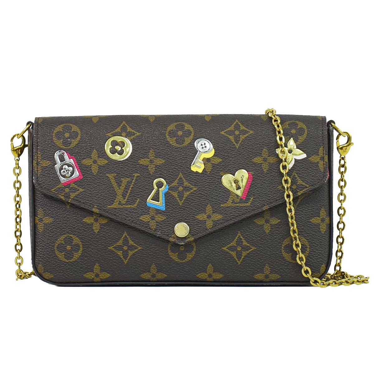 Louis Vuitton LV Love Lock Pochette Felice Monogram Shoulder Bag Brown Multicolo