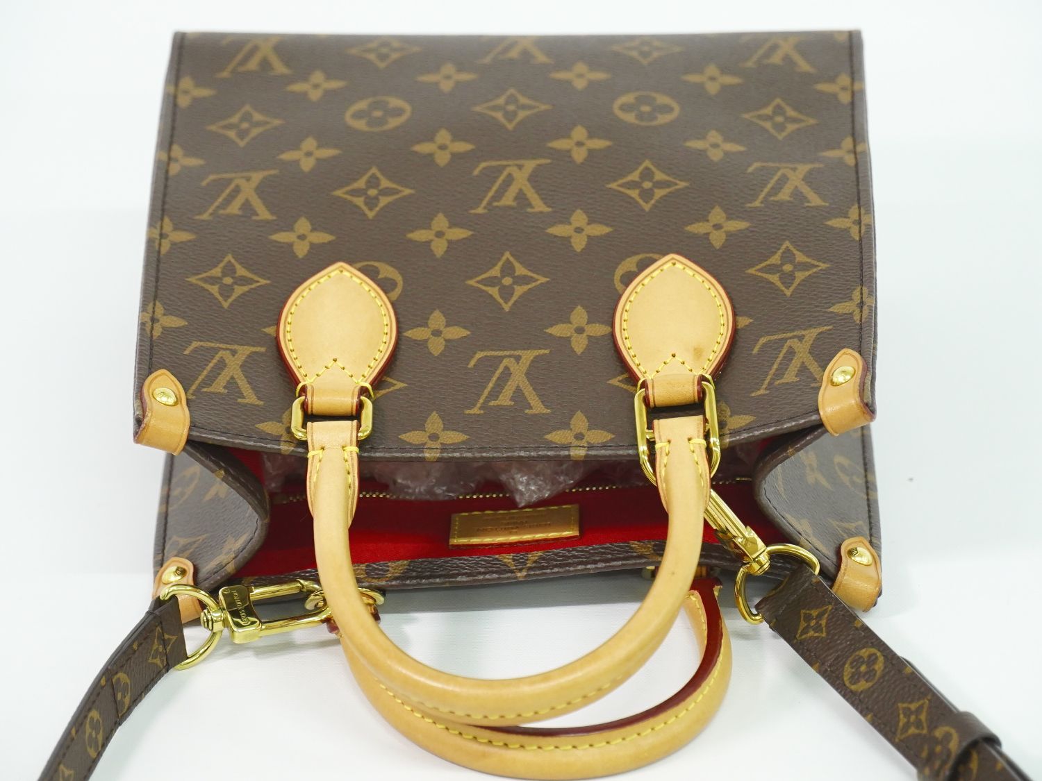 Louis Vuitton LV Sac Plat BB Monogram 2-Way Shoulder Bag Brown — view 5