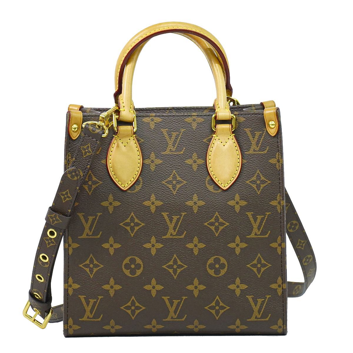 Louis Vuitton LV Sac Plat BB Monogram 2-Way Shoulder Bag Brown