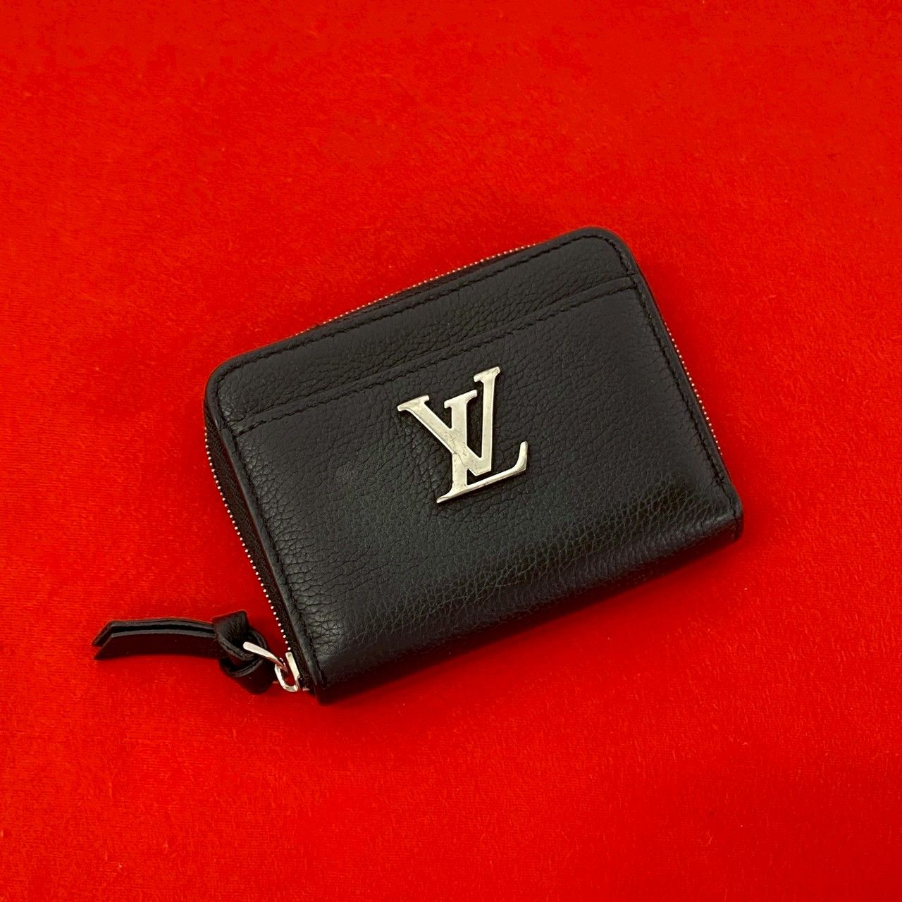 Louis Vuitton Lockme Zippy Coin Purse Leather Round Zip Case Black