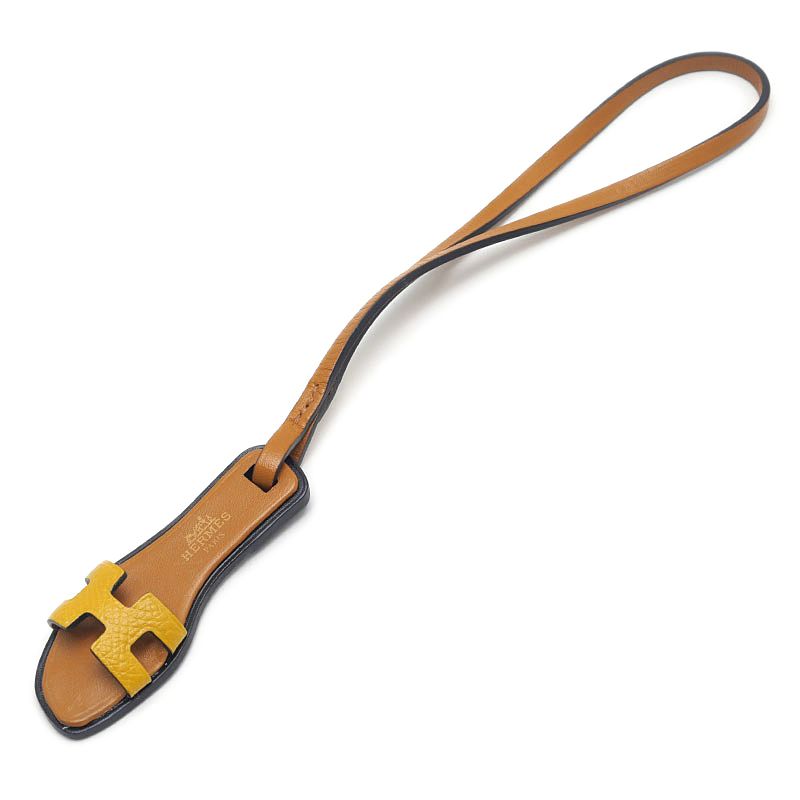 Hermes Oran Nano Leather Bag Charm Yellow — view 4