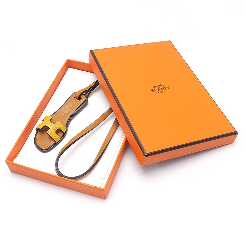Hermes Oran Nano Leather Bag Charm Yellow — view 7