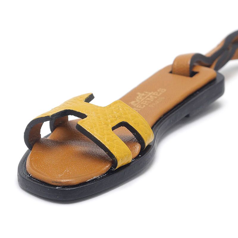 Hermes Oran Nano Leather Bag Charm Yellow — view 3