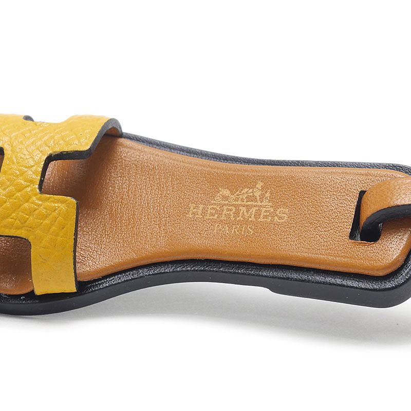 Hermes Oran Nano Leather Bag Charm Yellow — view 5