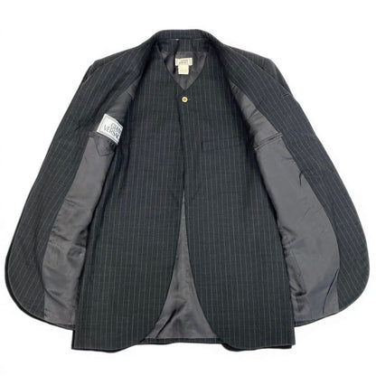 Versace Gianni Tailored Jacket Gilet Set Striped 48 Gray Vest — view 5