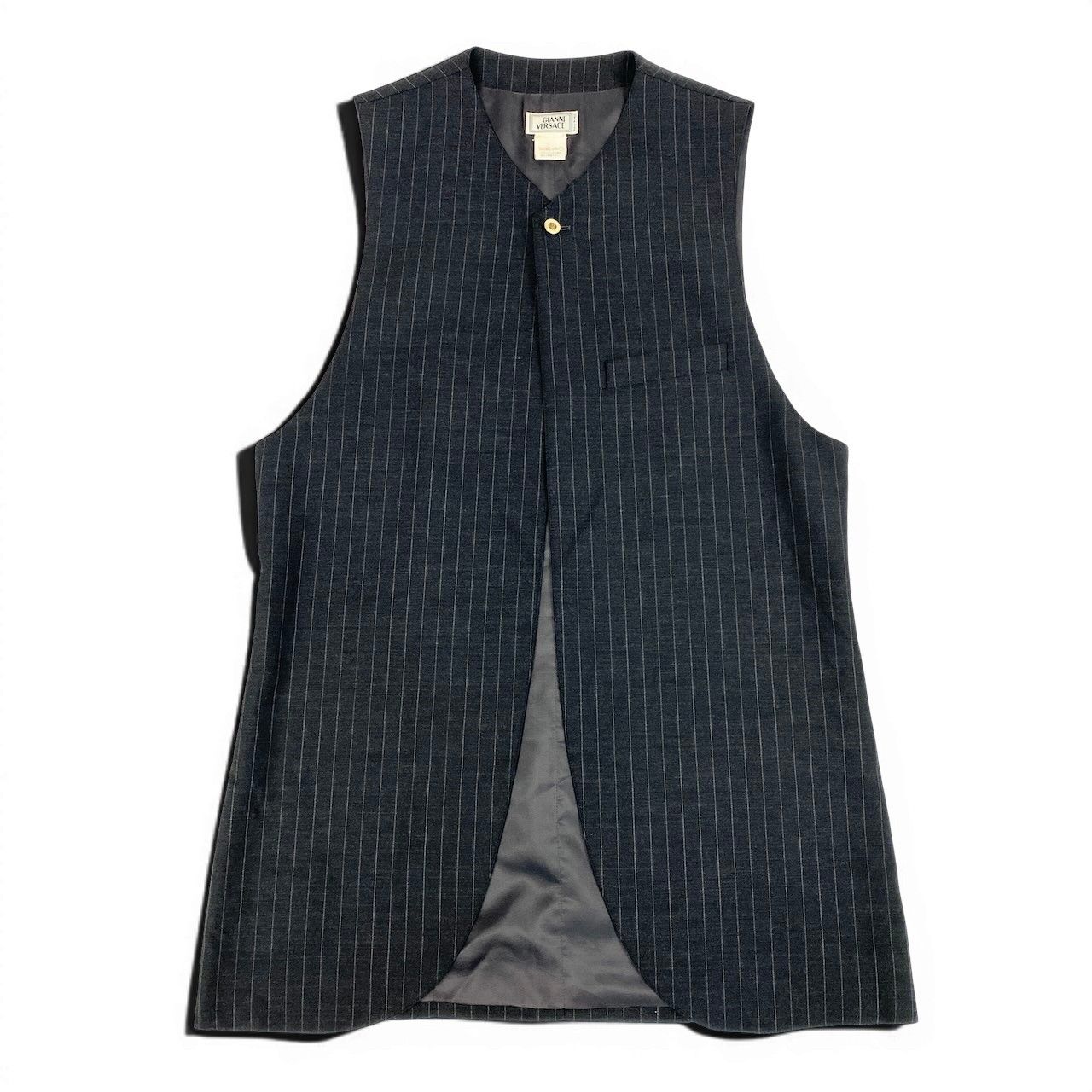Versace Gianni Tailored Jacket Gilet Set Striped 48 Gray Vest — view 3