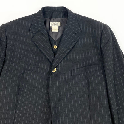 Versace Gianni Tailored Jacket Gilet Set Striped 48 Gray Vest — view 6